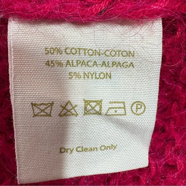 Free People All Mine Sweater Slouchy Alpaca Blend Raspberry Pink Large Oversized - Image 11