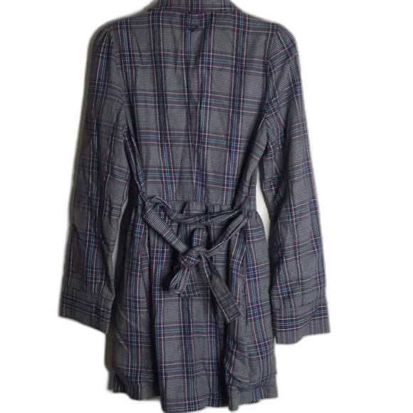 Vintage roxy plaid flannel fall‎ Y2K trench coat size small cute - Image 11