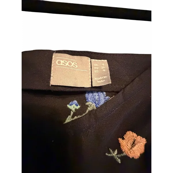 ASOS Black Floral Embroidered Dress - Size 4 - Image 2