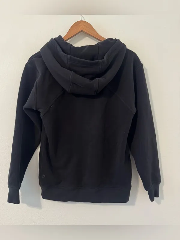 Lululemon All Yours Hoodie Graphic Black Tonal Logo Pullover Sweatshirt Size 4 - Image 2