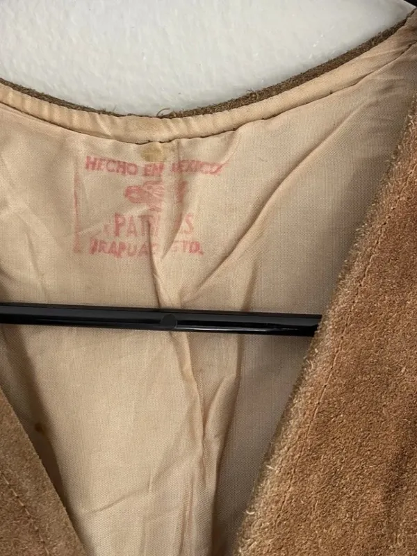 Vintage Brown Suede Leather western vest fringe Womens Sz M handmade in Mexico - Image 6