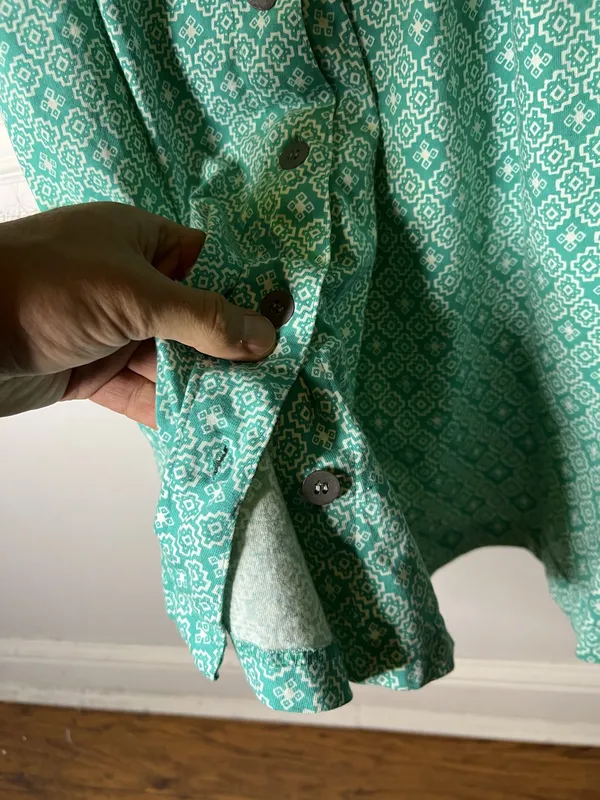 Vintage Intro T Shirt Dress Womens Medium Green Geometric Drop Waist Midi Cotton - Image 10