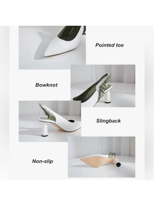 NEW Slingback Closed Pointed Toe Heels Bowknot Slip Dress Pumps 7.5 - Image 6