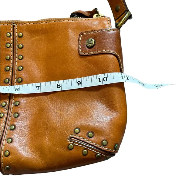 MICHAEL KORS BROWN LEATHER HANDBAG shoulder bag BRUSHED METAL STUDS - Image 8