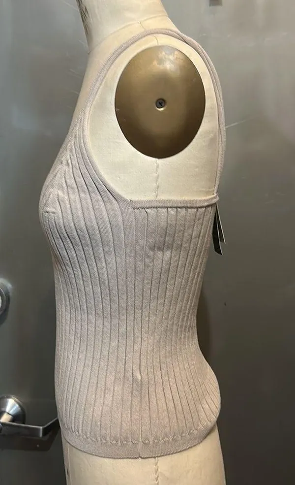 H&M light beige taupe rib knit tank top M - Image 2