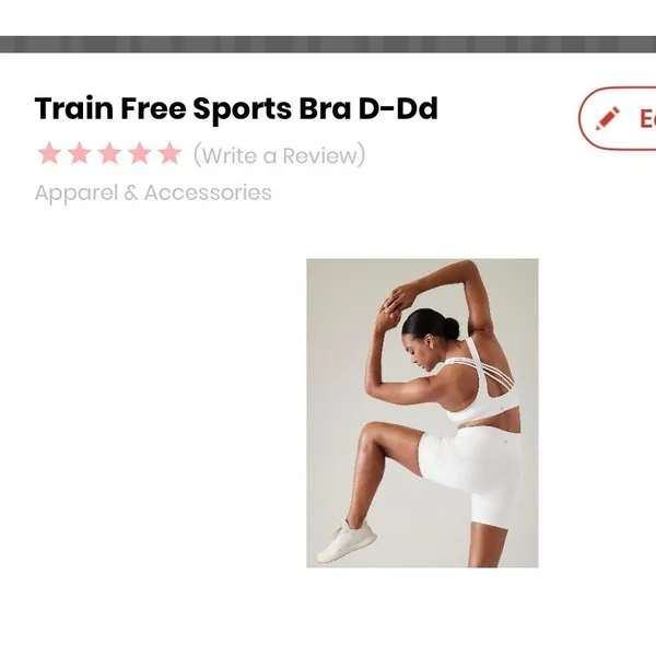 Athleta Train Free Sports Bra White D-DD M Medium Impact Strappy Racerback NWT - Image 4