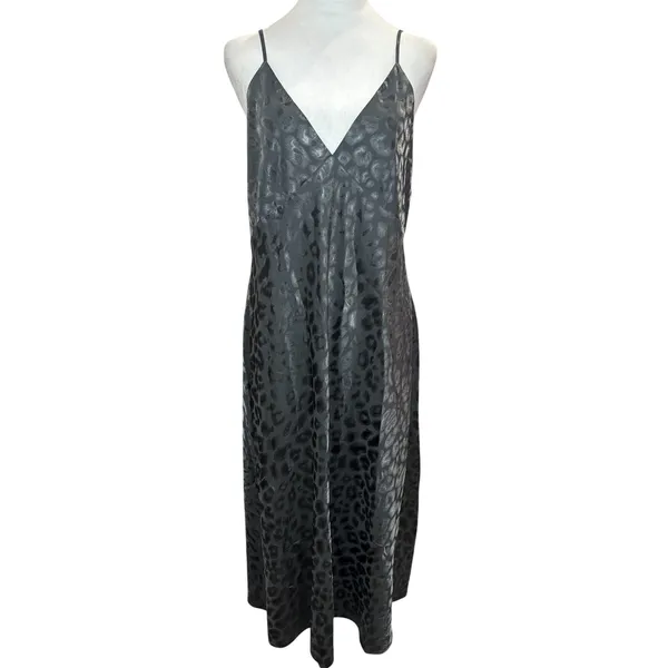 Natori Decadence Slip Dress Black Animal Jacquard Satin XL $170 Retail - Image 3