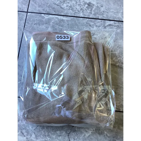 FIGS Ribbed Knit Wide Leg Lounge Pants Tan XS W18LW3003 Drawstring Pockets - Image 10