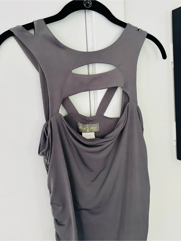 VTG Y2K Baby Phat grey ruche mini dress size medium Kimora lee Simmons - Image 2