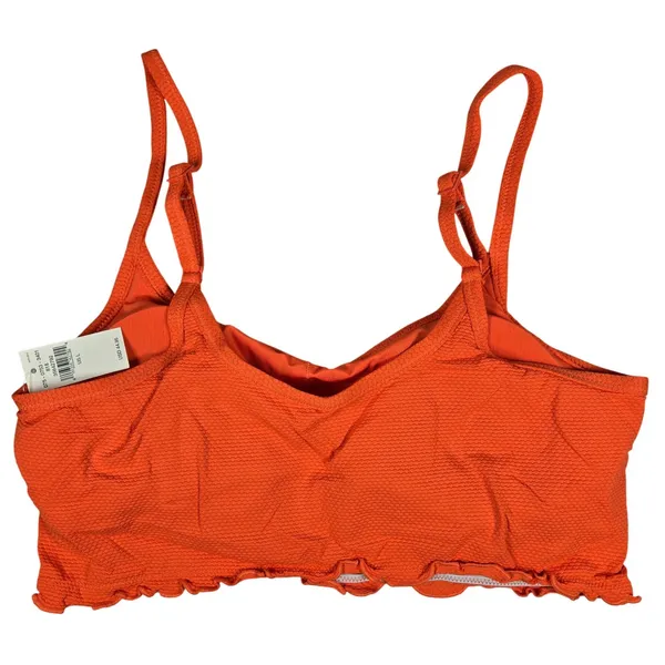 Aerie Orange Textured Lettuce‎ Hem Scoop Bikini Swim Top Crop Bra L - Image 2