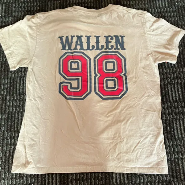 Morgan Wallen 98’ Braves Off White T Shirt Size Large EUC Two Sided - Image 7