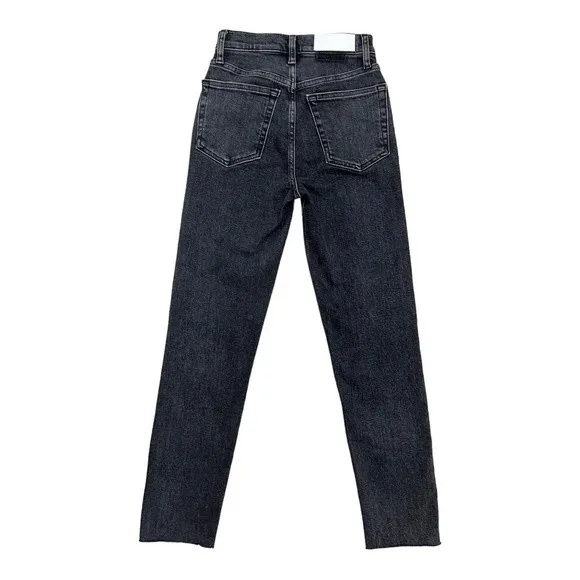 RE/DONE 90S High Rise Straight Leg Jeans in Stoned Noir Black Women's Size 24 - Image 6