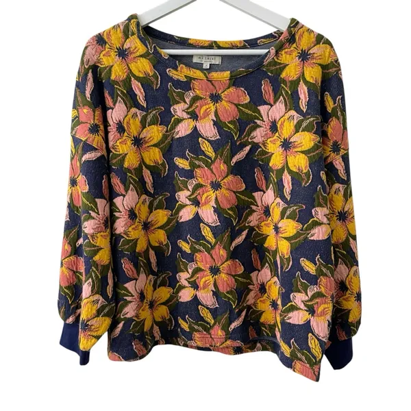 Miles By Madewell Island Magnolias Jacquard Sweatshirt M - Image 13