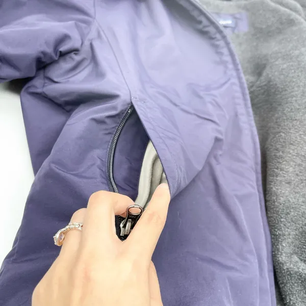Lands' End Womens M Windbreaker Fleece Lined Jacket Full‎ Zip Hooded Purple - Image 6