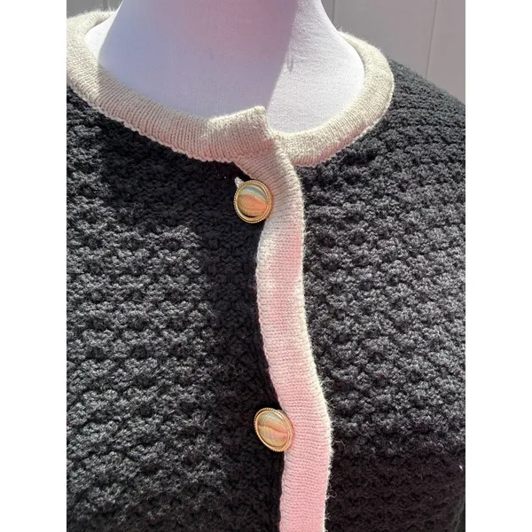 Abercrombie & Fitch Collarless Sweater Jacket Size Large - Image 3