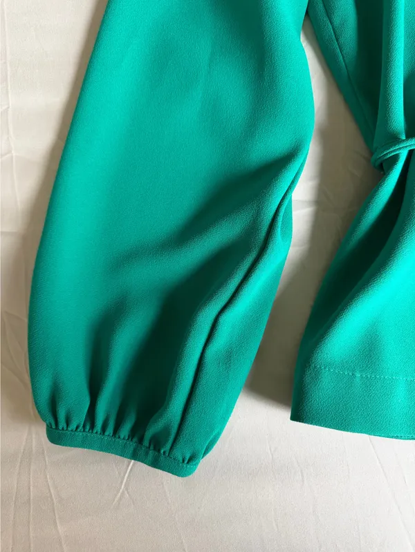J. Crew Green Tie Top with Bell Sleeves - Image 4