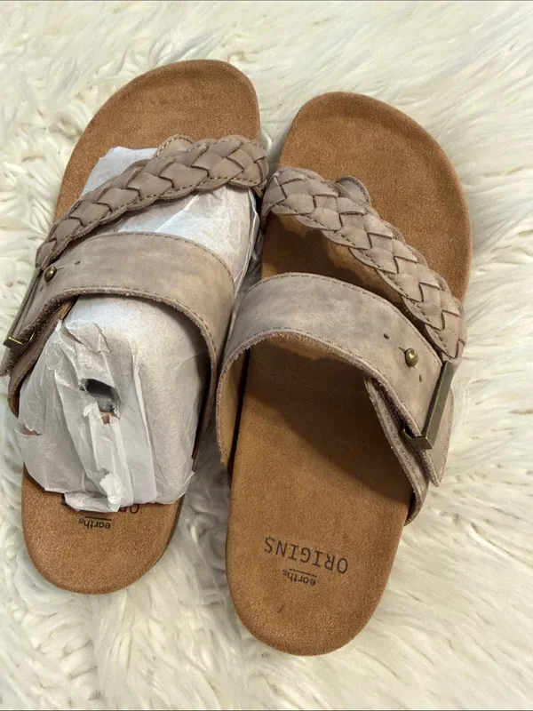 Earth Origins Oneida Taupe Braided Slide Sandals size 7 brand new - Image 3