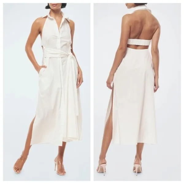 MISA Los Angeles Jessika White Halter Dress NWT Size M - Image 2