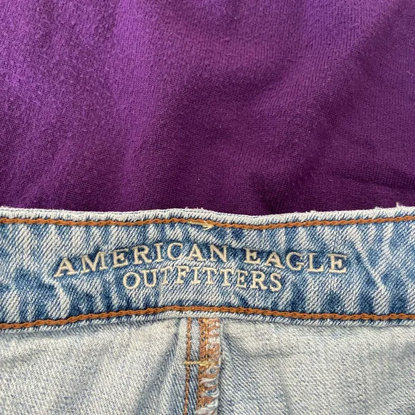 American Eagle women’s light wash blue denim‎ ripped hi-rise festival shorts 4 - Image 6