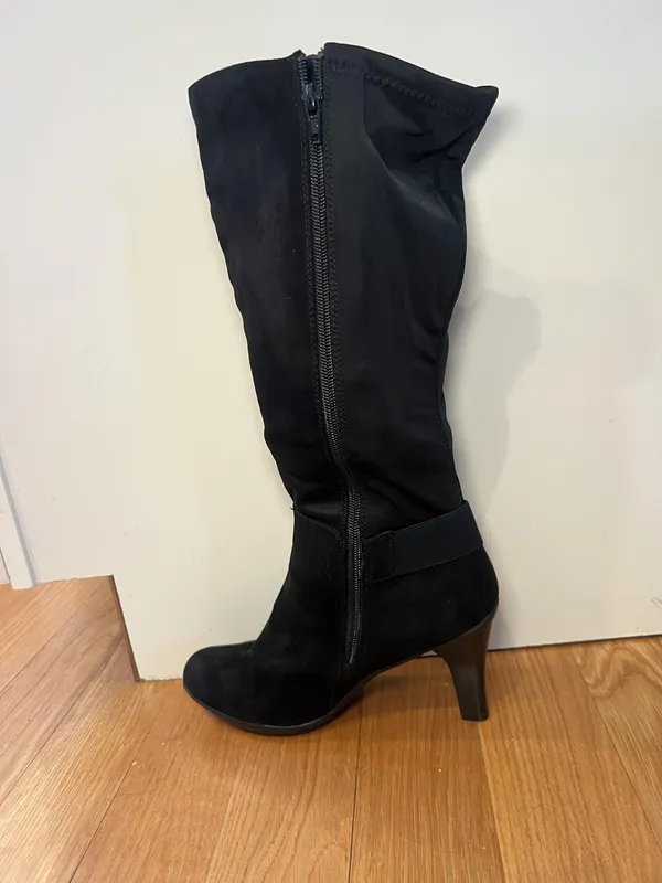 Kelly & Katie Boots Womens Size 9 Black Motif Tall Knee High Riding Buckle Zip - Image 4