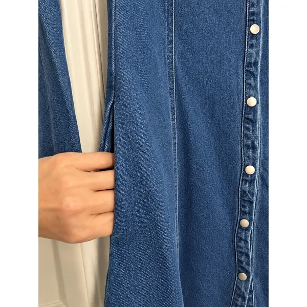 Sunday Edition Lace-Up Denim Mini Dress Blue Long Sleeve Western NWT Small - Image 3