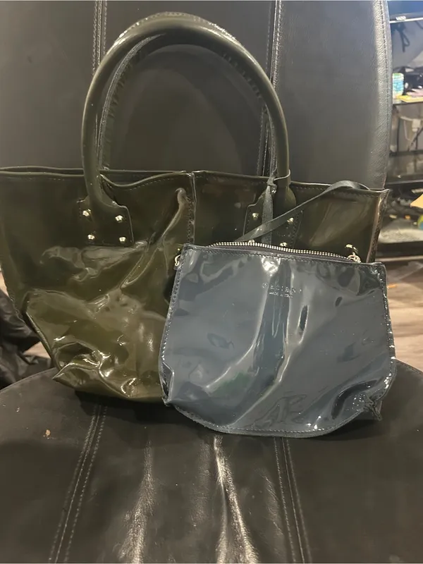 Orciani Olive Green Patent Tote - Image 8