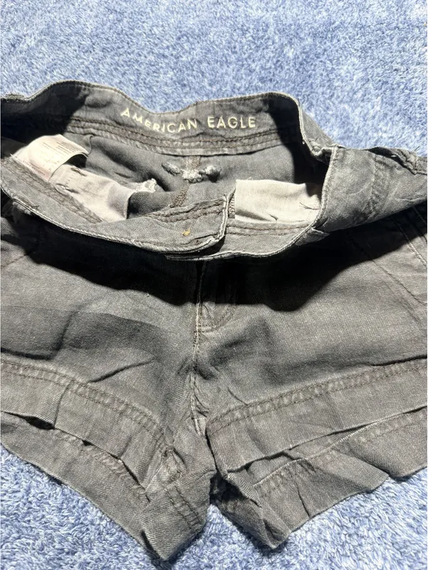 American Eagle Black Denim Shorts Size 0 - Image 2