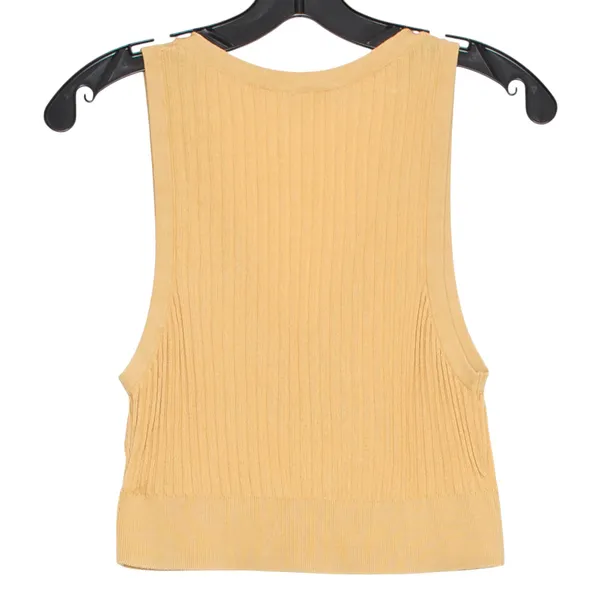 Free People Crop Top Y2K Cottage Preppy Ribbed Minimalist 90s Academia Medium - Image 6