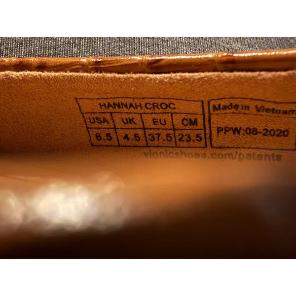 Vionic Hannah Croc Ballet Flats Toffee Brown Embossed Leather 6.5 Comfort Casual - Image 3