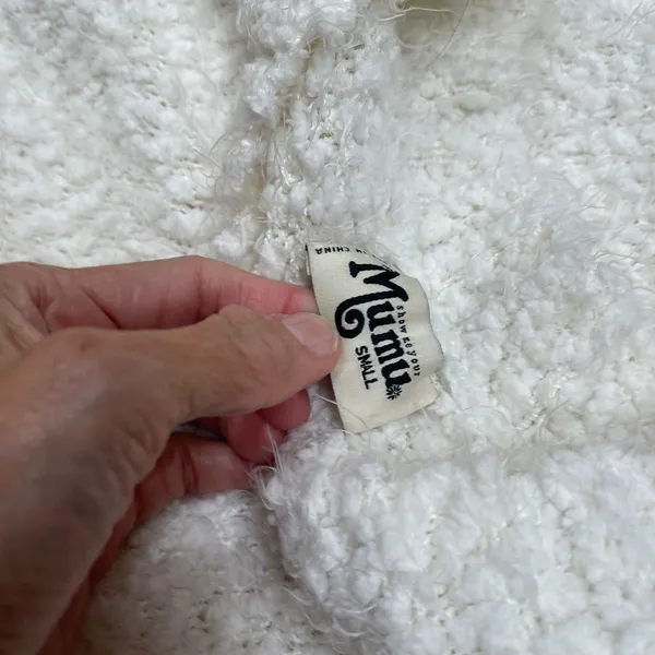 Show me‎ your mumu Fuzzy Knit Sweater Cream Cozy Textured Pullover Women's Small - Image 5