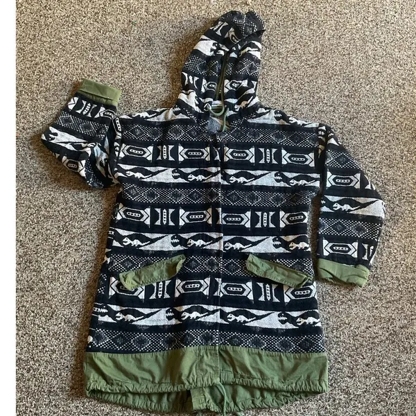 Sloane Rouge Women's Jackets Hooded Aztec Print Geometric Tribal Printed Dino M - Image 3