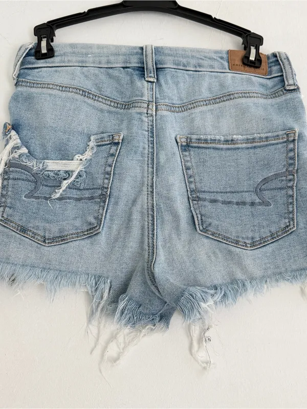 American Eagle Outfitters Light Wash Distressed Denim Shorts - Image 7
