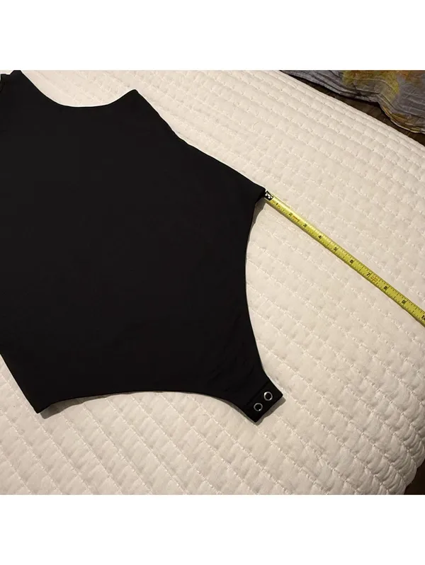Express Bodysuit Black High Neck Sleeveless Sz L Large - Image 4