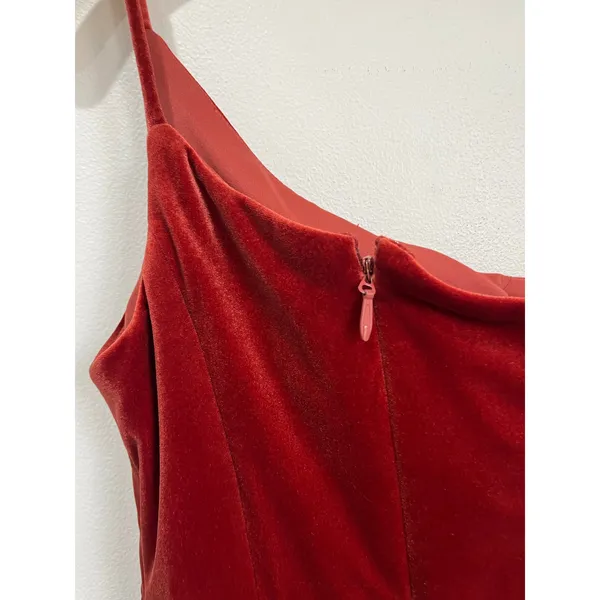 Azazie Kala Terracotta Velvet One‎ Shoulder Formal Bridesmaid Dress A2 - Image 4