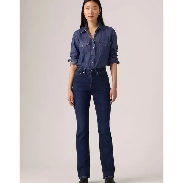 Levi's 725 High Rise Bootcut Women's 28x30 Jeans Dark Wash Lapis Dark Horse - Image 5