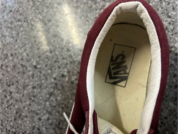Vans Low-Top Canvas Sneakers in Burgundy and White - Image 4