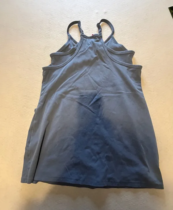 TARSE Blue V-Neck Exercise Mini Dress with Built-in Shorts and Pockets - Image 5