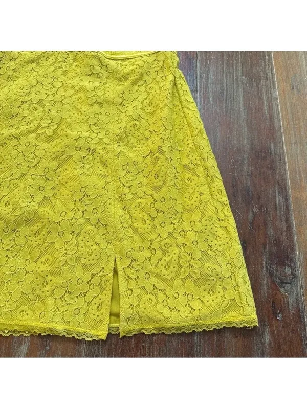 Urban Outfitters Layla Lace Mini Dress Yellow Floral Medium - Image 4