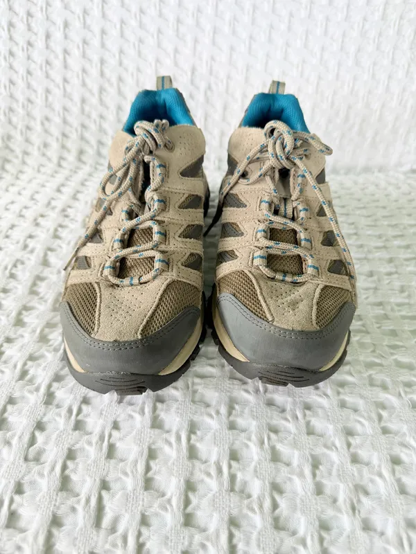 Columbia Crestwood Women's Hiking Shoes Size 7.5 Beige Teal Trail Sneakers Low - Image 3