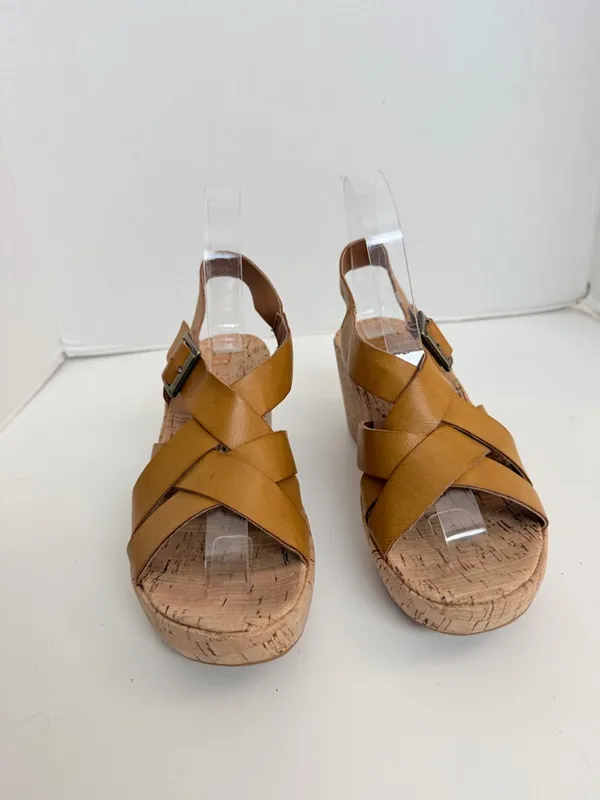 Korks Nova Sandals Wedge Lightweight Travel Comfort Boho Mustard Yellow Camel - Image 2