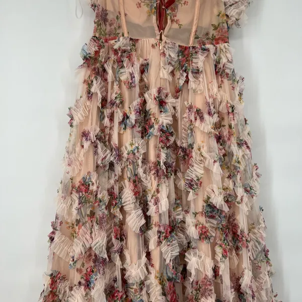 Floral Strapless Maxi Gown sheer lines lightweight - Image 7