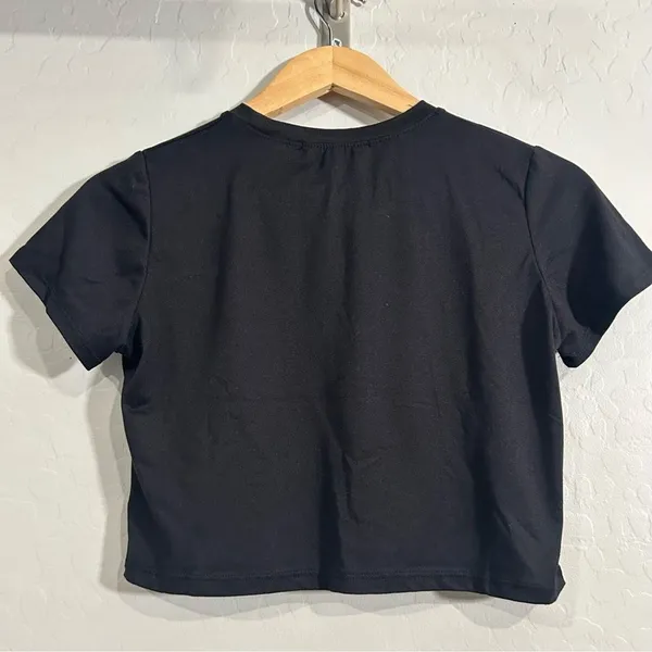Honey Collection Black Cherry Graphic Crop Top Small Y2K Grunge Tee - Image 2