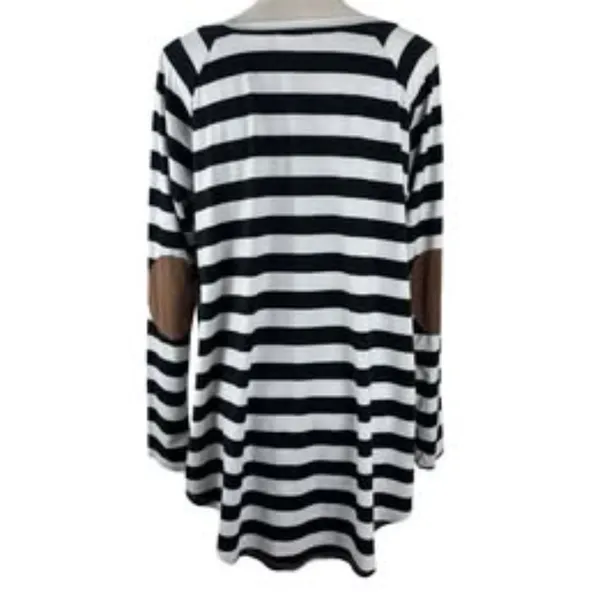 Reborn J Striped Long Sleeve Top with Brown Elbow Patches - Size Large - Image 4