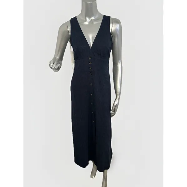 NWT Marine Layer Camila Maxi Dress Navy Blue Size XS Hemp Tencel Stretch - Image 7