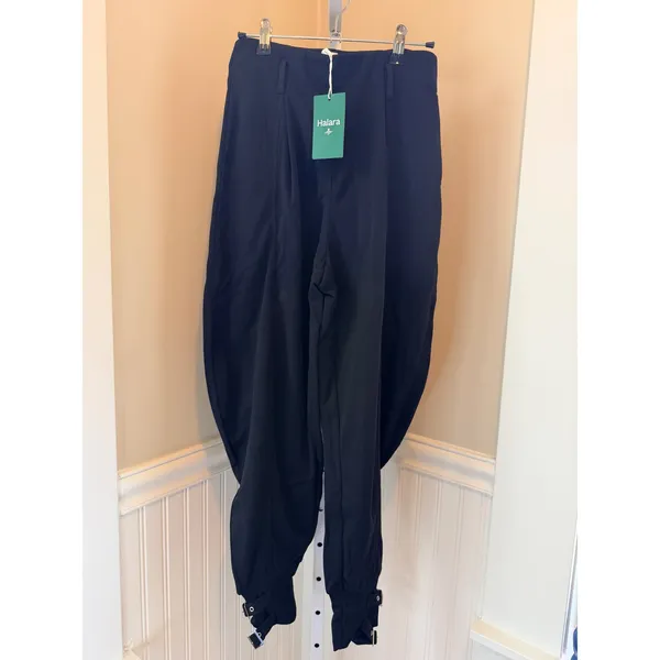 NWT Halara Black Ribbed Jodhpur Harem Pants Buckle Ankle XS - Image 2