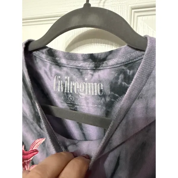 Civil Regime Purple Tie Dye Floral‎ Graphic T-Shirt Streetwear Mens Medium - Image 3