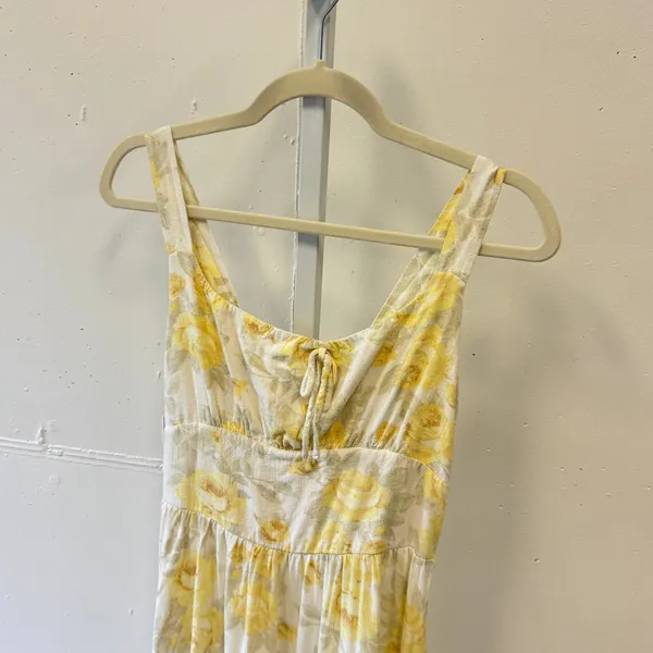 Monteau Los Angeles Yellow Floral Linen Blend Midi Dress 502443-3 Small Sundress - Image 3