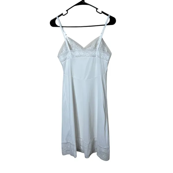 Vanity Fair White Lace Trim Slip‎ Dress Adjustable Straps Lingerie Intimates - Image 6