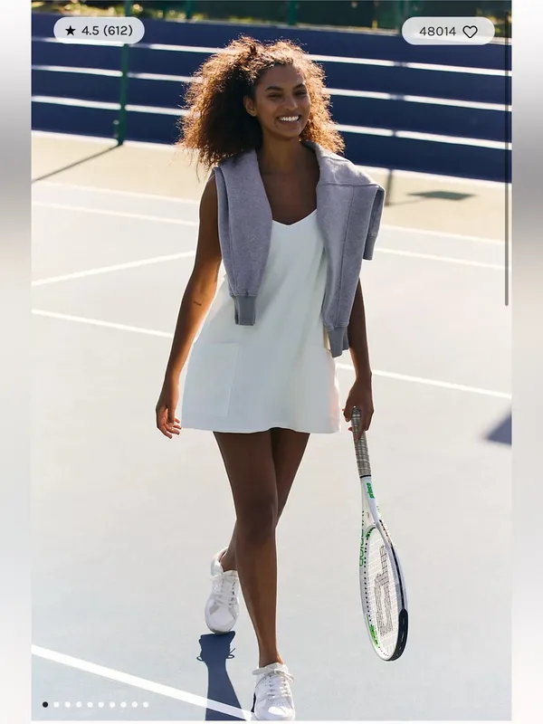 Free People Movement Hot Shot Mini Dress Womens Medium White Racerback Pockets - Image 4