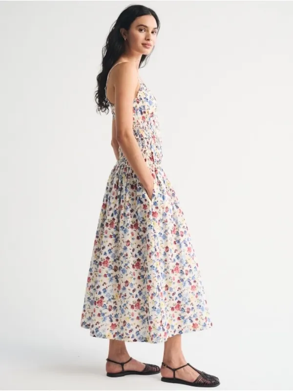 Abercrombie & Fitch Bra Free Smocked Drop Waist Maxi Dress Size Small - Image 2